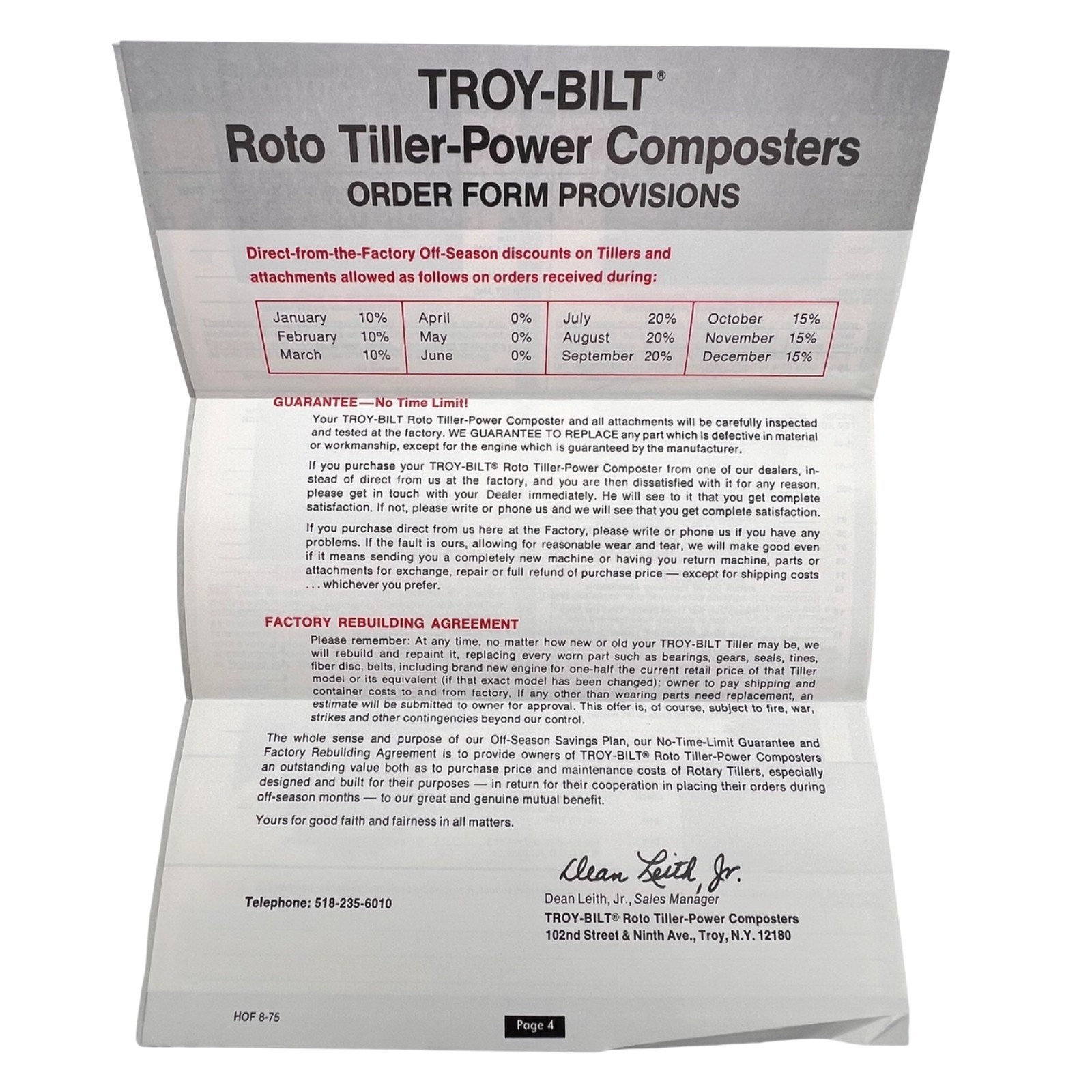 Troy-Bilt Vintage 1975 Garden Tiller Brochure Set With Order Form & Envelopes