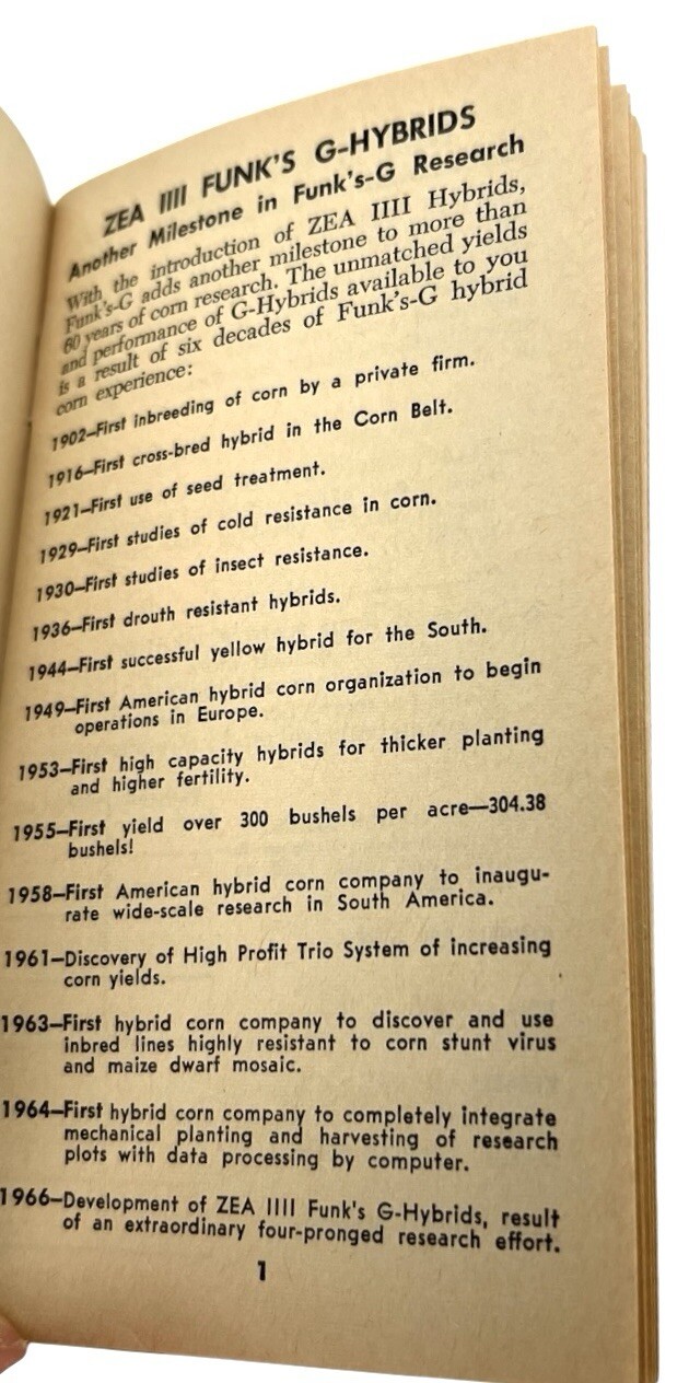 Funks Hybrid Corn Data Notebook 28th Edition 1966 New ZIA IIII Info Booklet