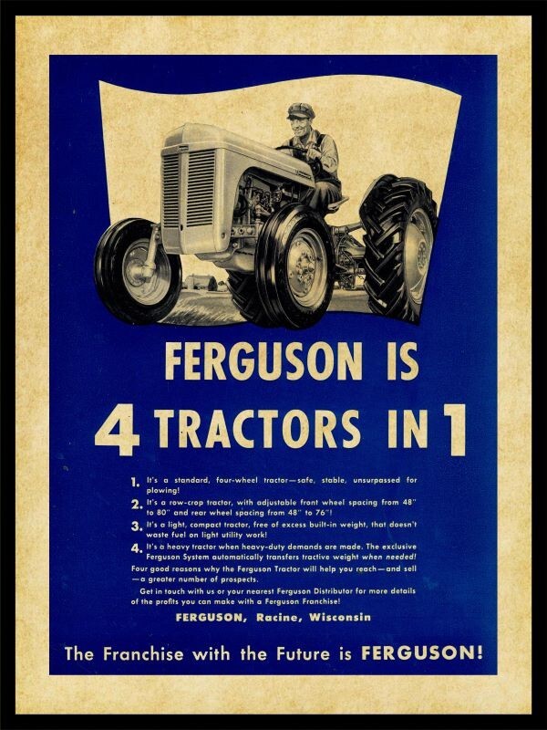 1954 Style Ferguson Tractors NEW Metal Sign: 12×16&Prime; – Four Tractors in One!