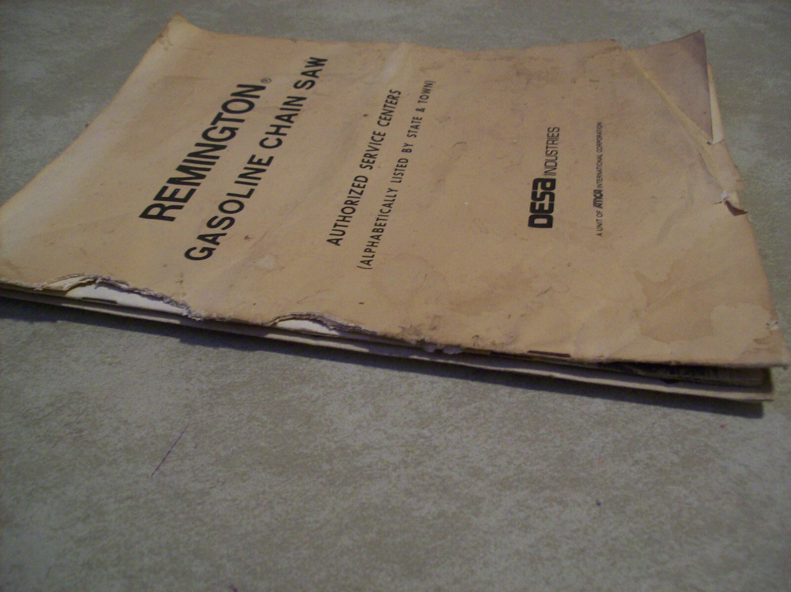 vintage REMINGTON gasoline chain saw authorized service centers brochure