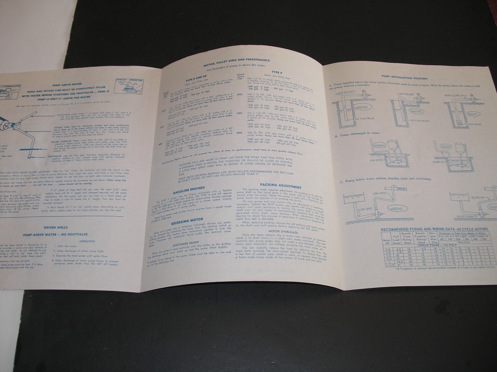 Vintage Labawco Pumps Instruction Pamphlet Belle Mead, New Jersey 1960`s