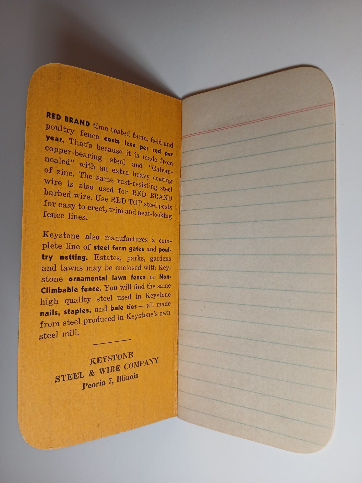 1950s Vintage RED Brand Fence Ledger Book Bluhm Lumber Company Smithton Missouri