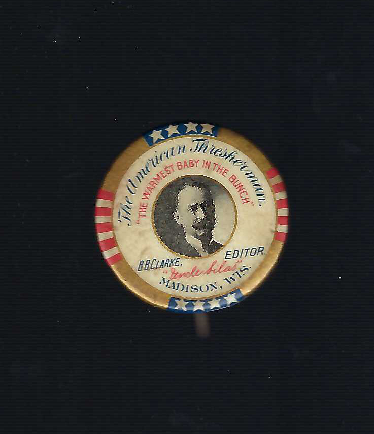 EARLY THE AMERICAN THRESHERMAN – MADISON, WI ADVERTISING PICTURE BUTTON