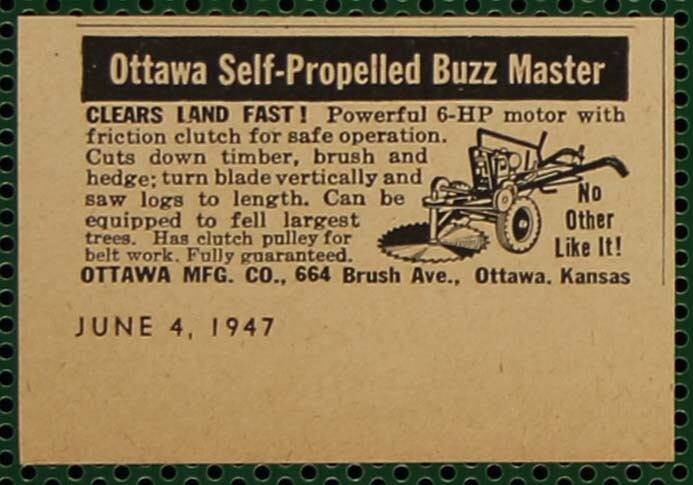 Ottawa Digger Tractor Log Saw Buzz Master Vintage Print Ad LOT of 10 pcs 1946