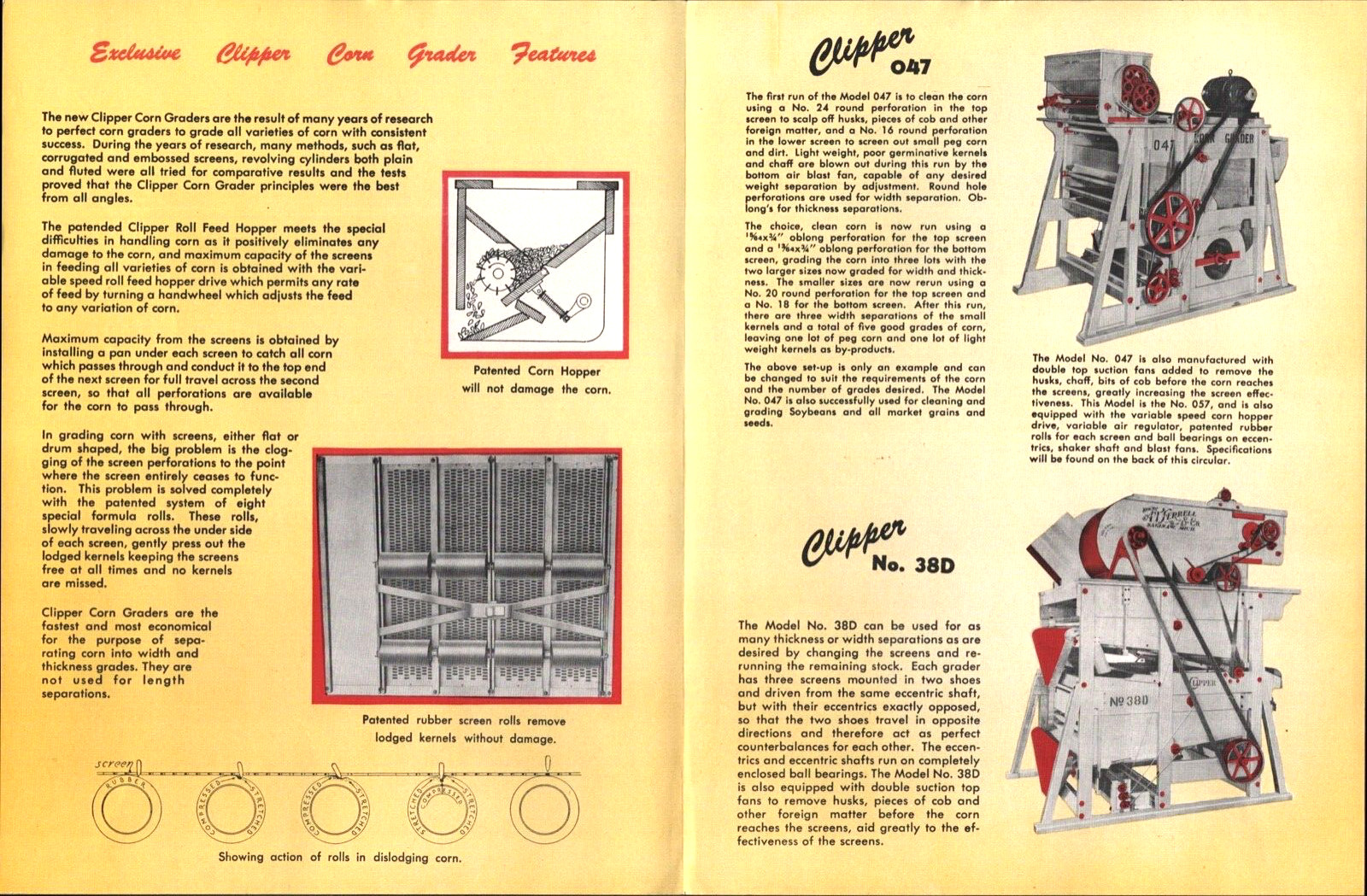 1951 CLIPPER CORN CLEANERS agricultural farming brochure A.T. FERRELL – SAGINAW