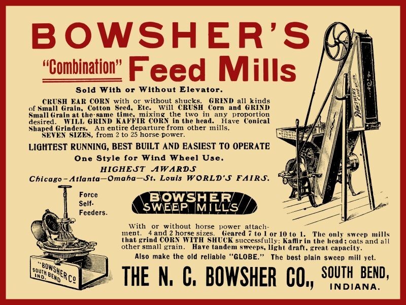 N.C. Bowsher Co. Feed Mills, South Bend NEW Metal Sign 24×30&Prime; USA STEEL XL 7 LBS