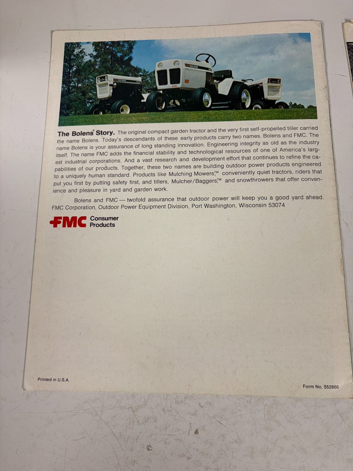3 – Bolens and FMC Garden Tractor Dealers Sales Brochure Vintage 1970&rsquo;s 1960&rsquo;s