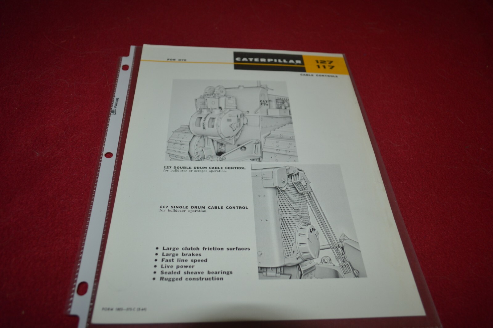 Caterpillar 127 117 Cable Controls For 1964 Dealer&rsquo;s Brochure AMIL16