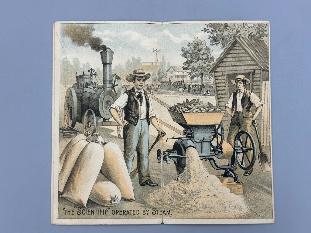 1880s FOOS Mfg SCIENTIFIC MILL Farm Folding Advertise Trade Card SPRINGFIELD OH