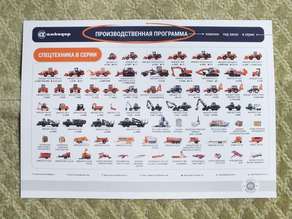 AMKODOR Loader Excavator Bulldozer Graider Product Line Brochure Leaflet 2026