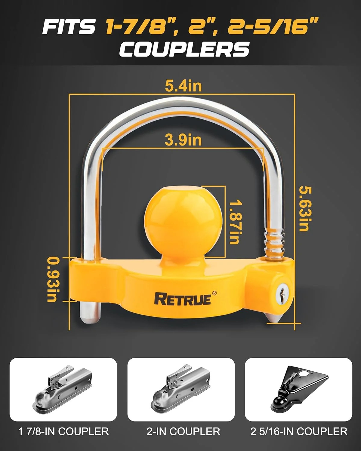 RETRUE Universal Coupler Lock Trailer Locks Ball Hitch Trailer Hitch Lock Adjust