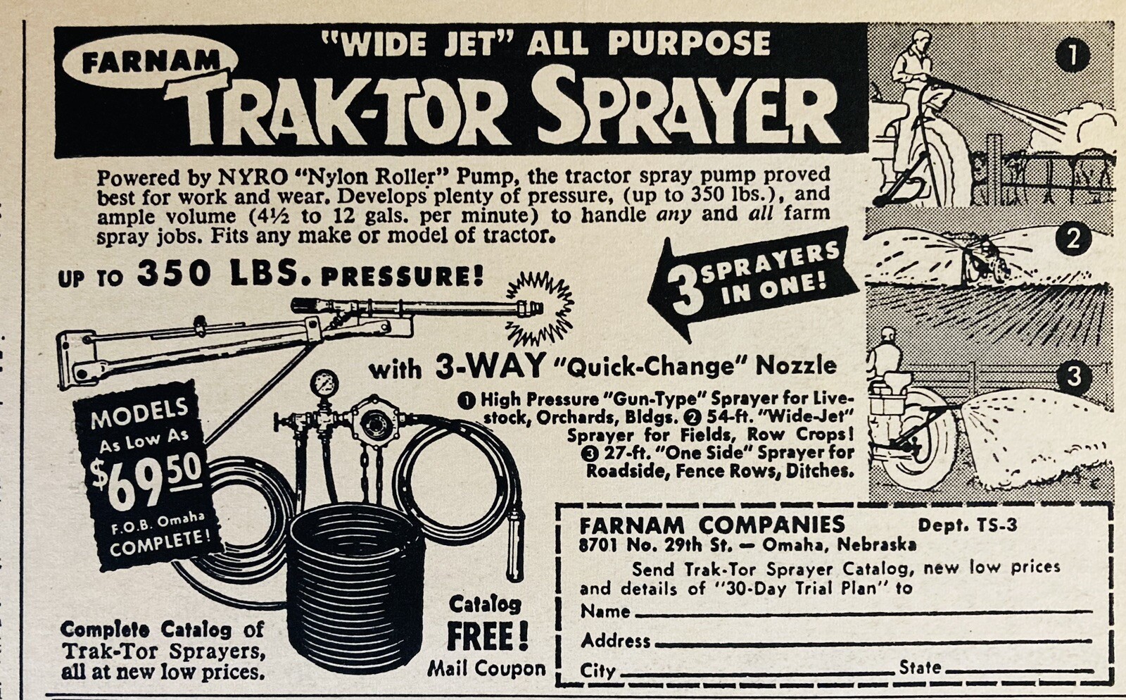 1964 AD.(XH76)~FARNAM EQUIPMENT CO. OMAHA, NEB. TRAK-TOR FIELD SPRAYER