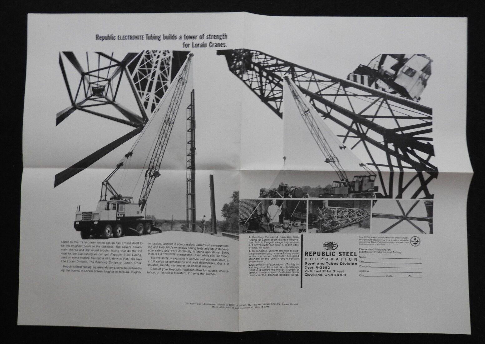 1961-67 Republic Steel Electrunite Steel Tubing Engineering Catalogs Sign Letter