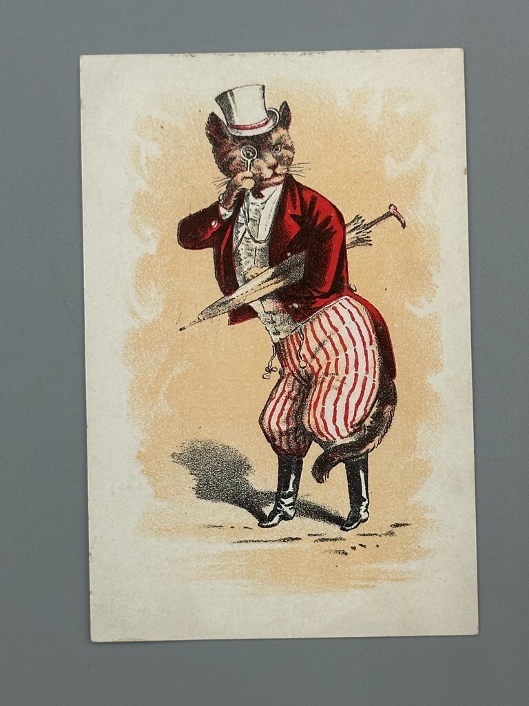 1880s WHITELY FARM MACHINERY Top Hat CAT Advertising Trade Card PITTSBURGH PA
