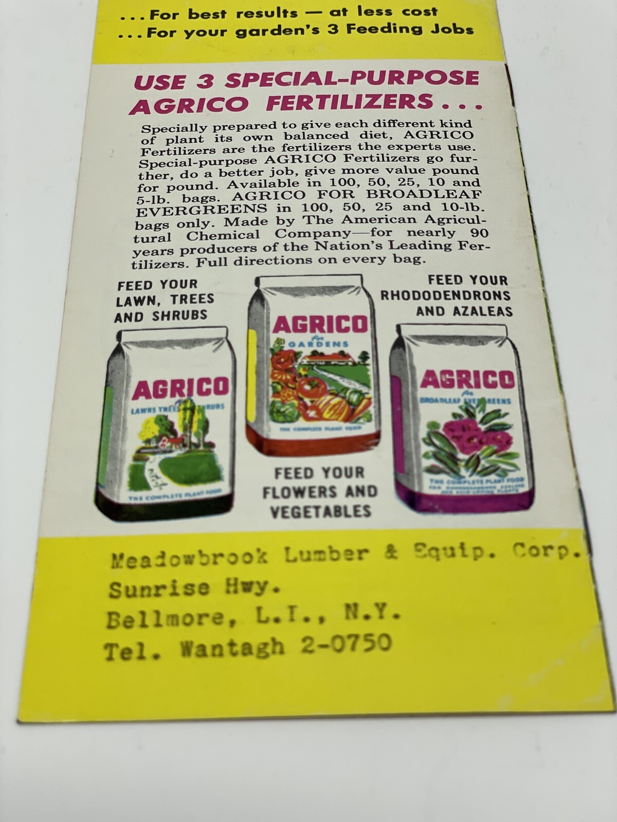 Beautiful 1940s Agrico Fertilizer Brochure – Lawn & Garden – Bold Color