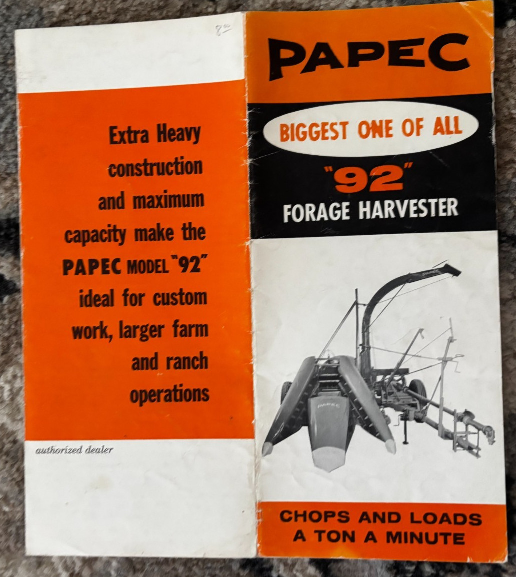 Papec 92 Forage Harvester For 1961 Brochure DCPA26