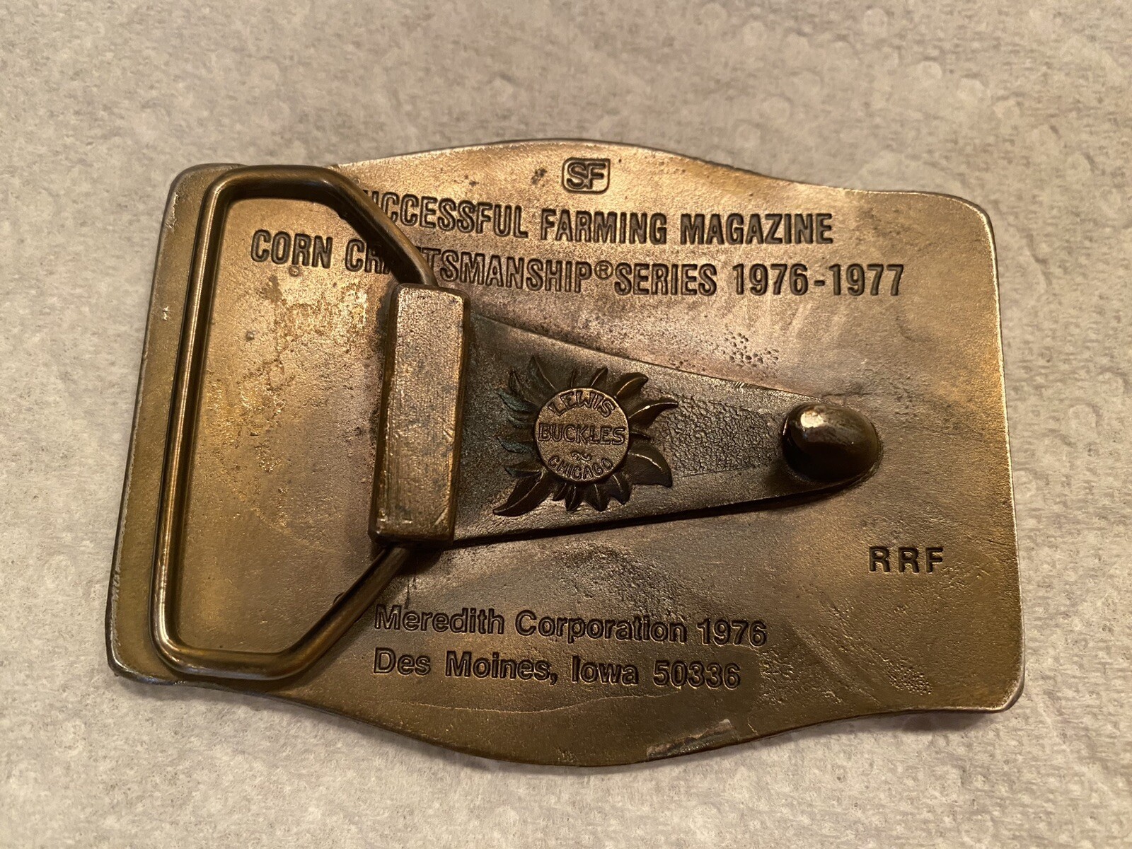 1976 Successful Farming Corn Craftsman Belt Buckle-Meredith Corp-Des Moines IA