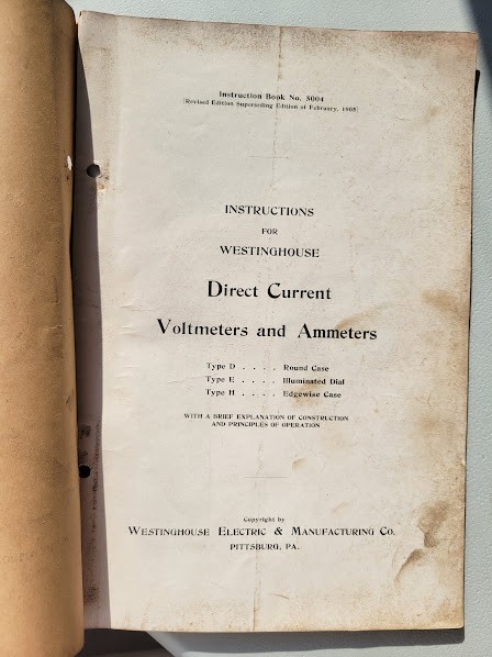 April 1906 Westinghouse Direct Current Voltmeters Ammeters Brochure Vintage Orig