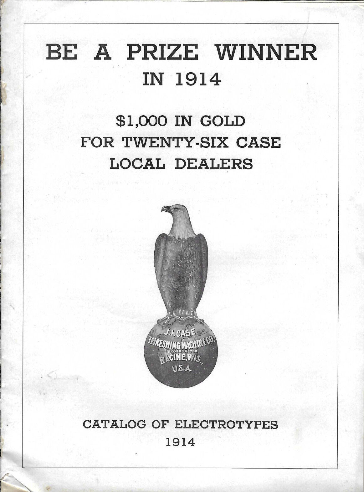 1914 JI CASE DEALER CONTEST BOOKLET! ELECTROTYPE CATALOG! TRACTORS/CARS/THRESHER