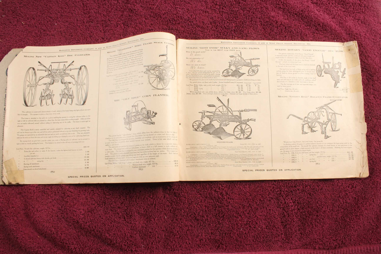 Antique 1908 Rawlings Implement Company Catalog Farm Machinery