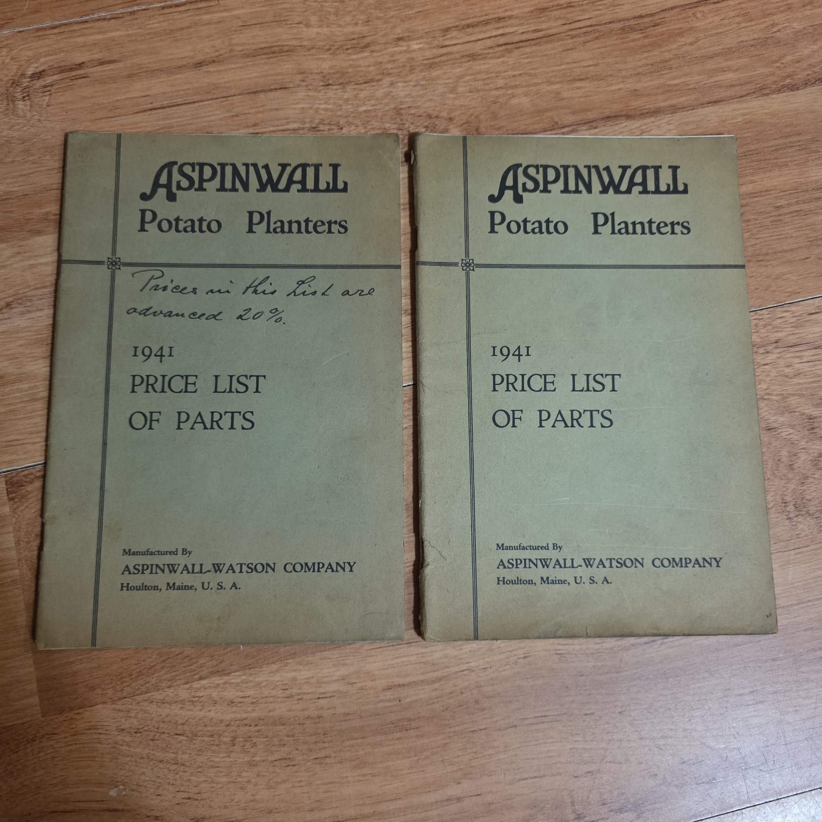 2 Vintage Aspinwall Watson Potato Planters Advertising Price List Farm Catalog