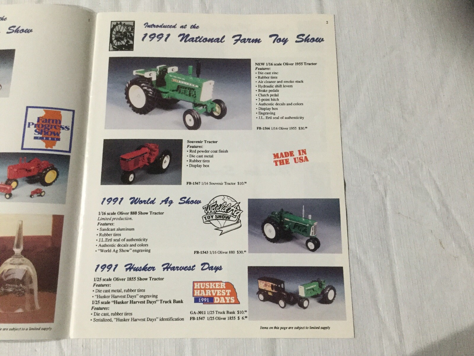 Joseph L. Ertl Scale Models 8 Pages 1992 Sales Brochure