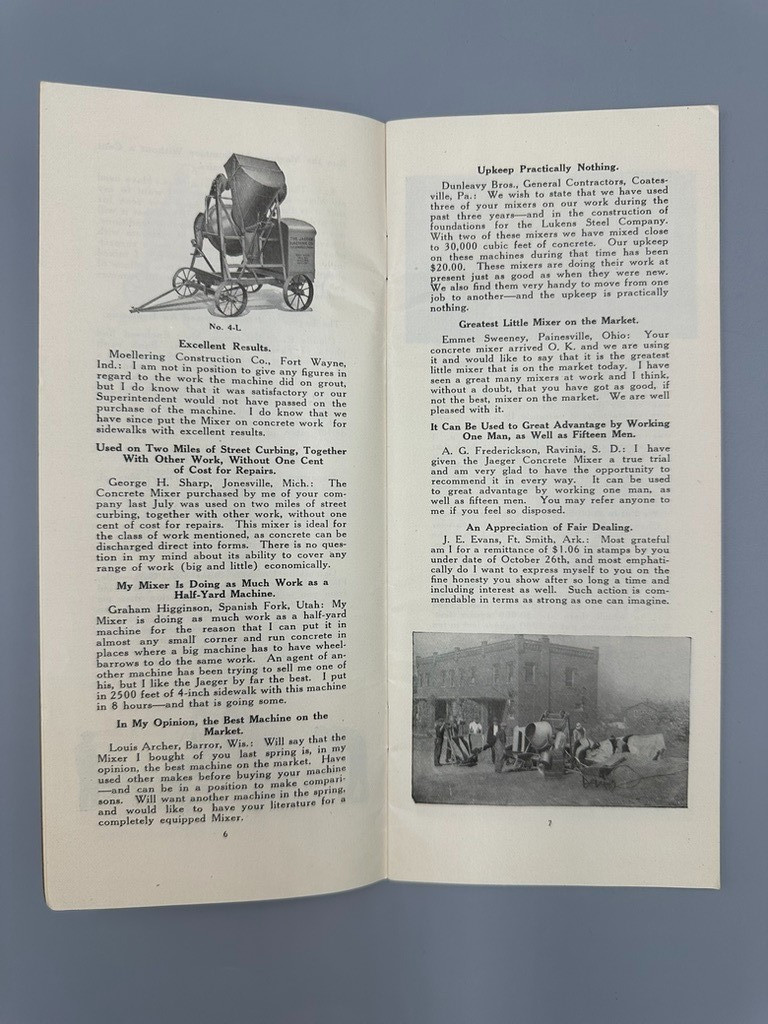 1920s JAEGER Machinery CONCRETE MIXERS Advertising Vintage Brochure COLUMBUS OH