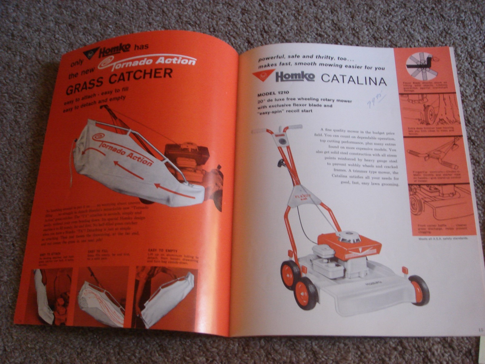 VINTAGE HOMKO 1963-1964 LAWN MOWER TRACTOR TILLER DEALER SALES BROCHURE LOT #2