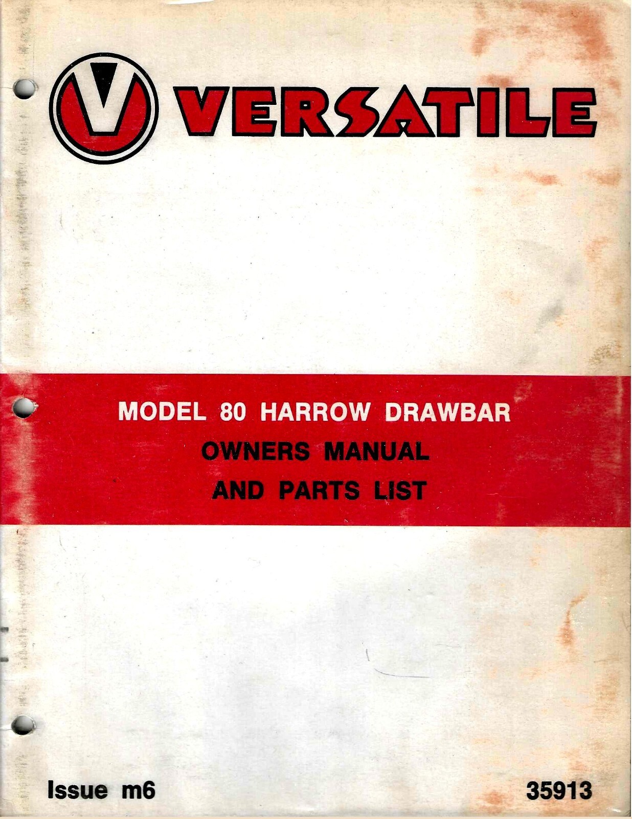 Farm Manual – Versatile – 80 – Harrow Drawbar – Owners Parts (FM634)