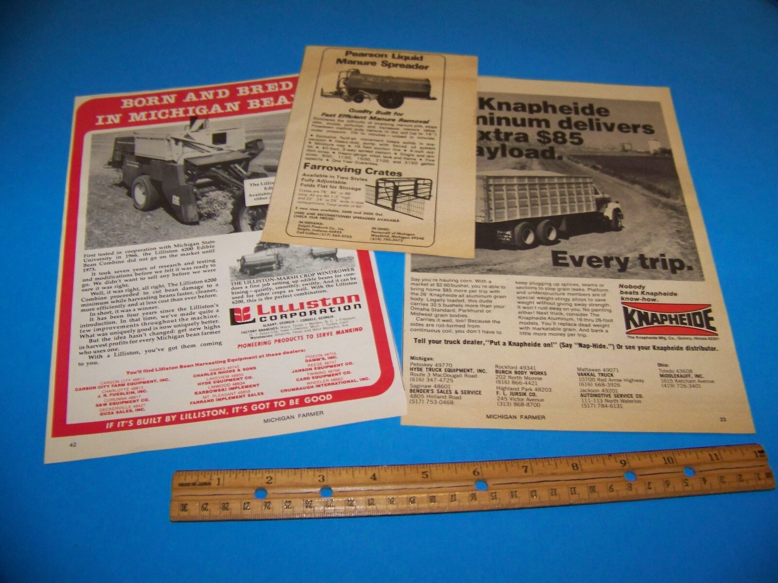 Mixed Lot Agricultural Print Ads from Magazine Vintage 1977 Knapheide Lilliston