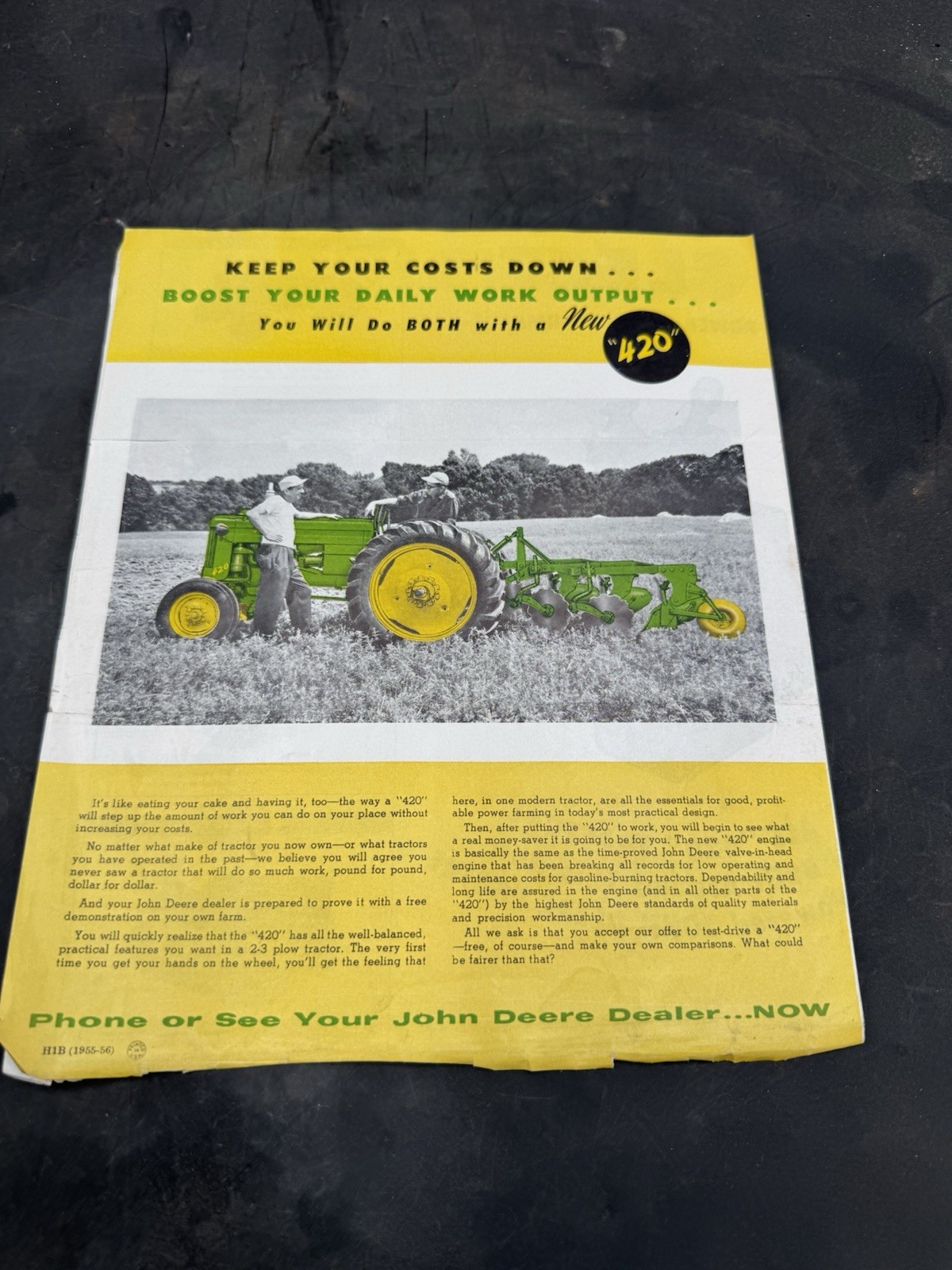 1955 – 56 John Deer 420 Series Two Row Crop Tractors Factory Sales Brochure