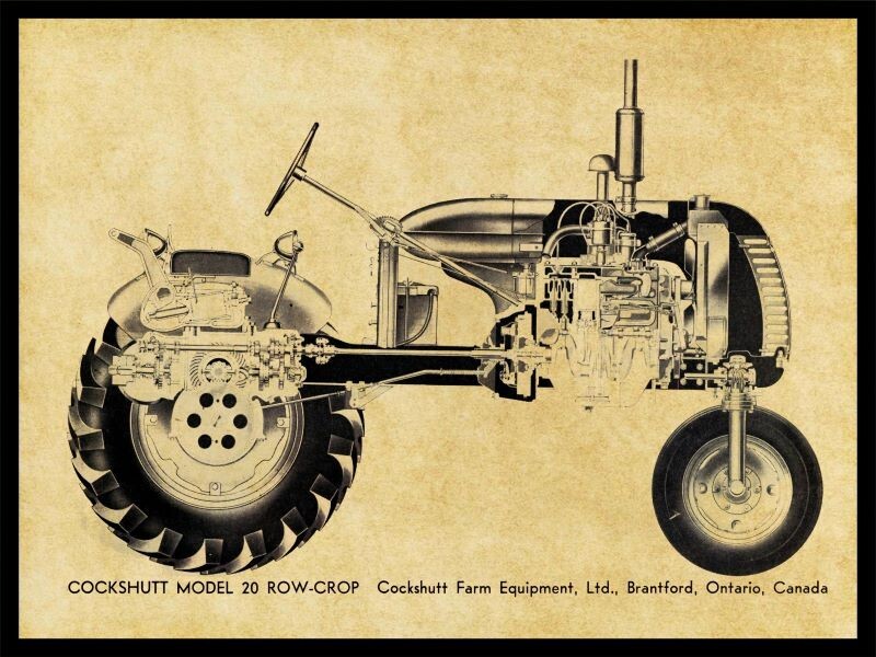 Cockshutt Model 20 Tractor NEW Metal Sign: 12 x 16&Prime; Cutaway Side View