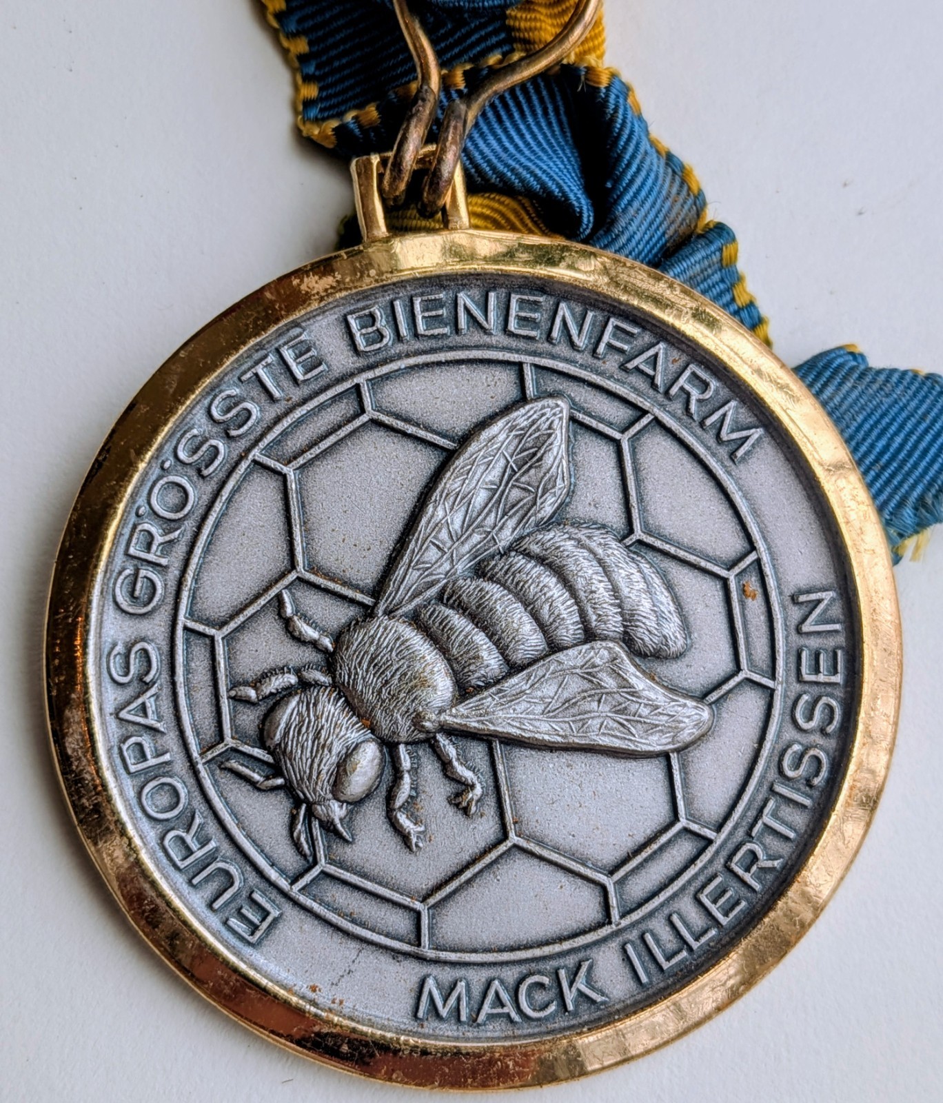 Vintage German Mack Illertissen beekeeping farm Commemorative Metal 1973 Ribbon