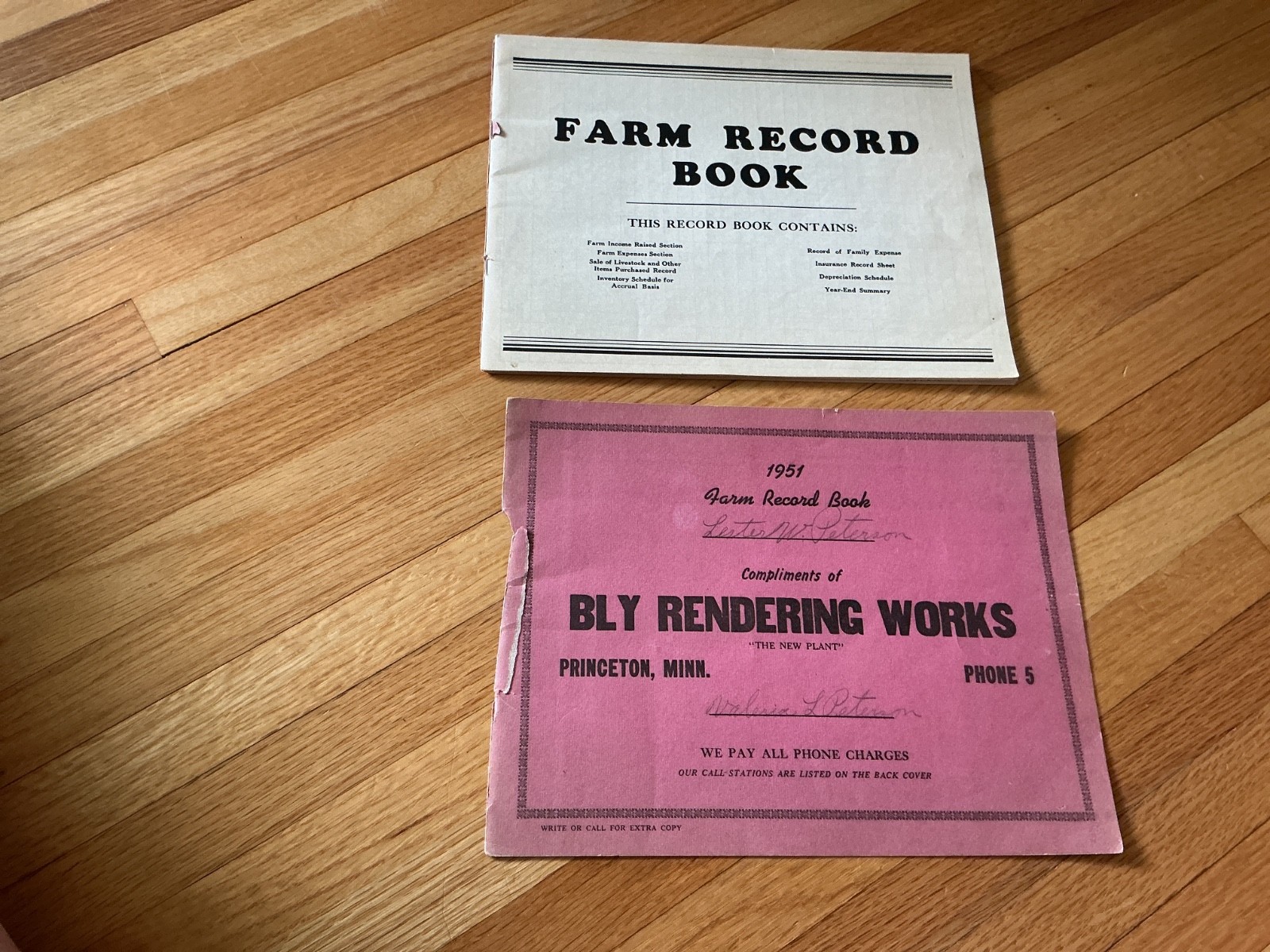 1951 Farm Acct. Record Book – Bly Rendering Works – Princeton, Minnesota