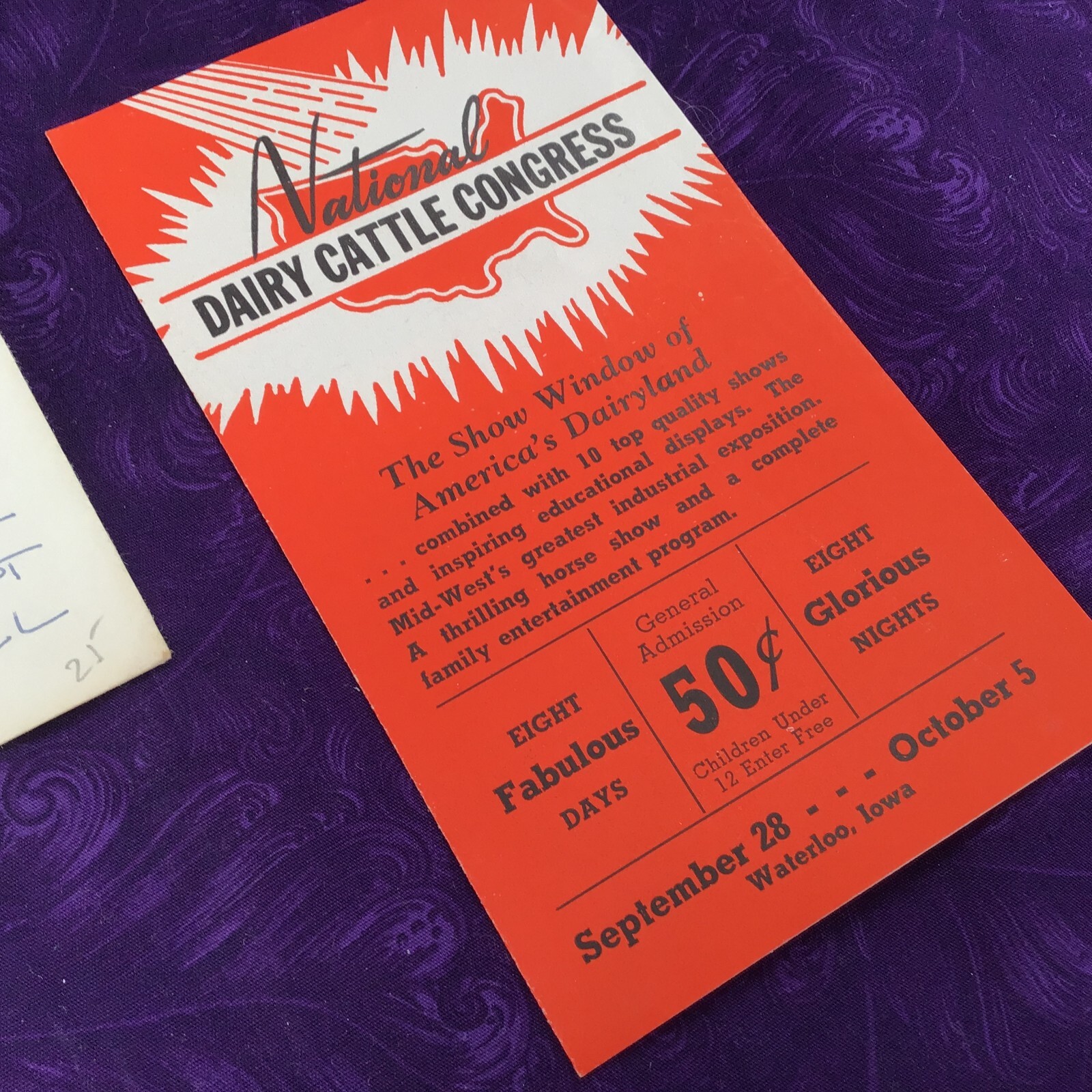 National Dairy Cattle Congress, 1957 Waterloo Cancel & Brochure, Chicago Park