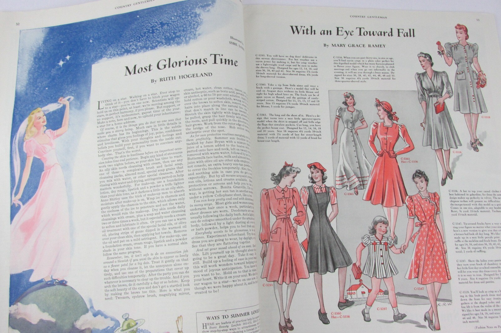 Vintage « Country Gentleman » August 1940, McClelland Barclay Cover Skiers, Poland