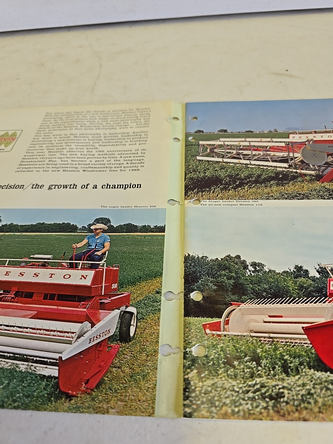 Vintage 1965 Hesston Windrower 110 280 500 Advertising Sales Brochure
