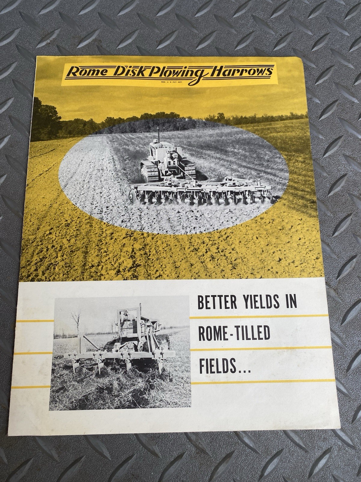 Rome Disk Plowing Harrows 2 page Foldout Sales Brochure 1956