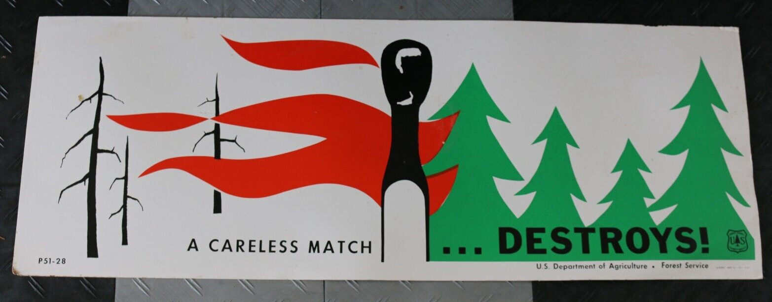 Vintage 1972 U.S. Department of Agriculture 44&Prime;x16 cardboard sign protect forest