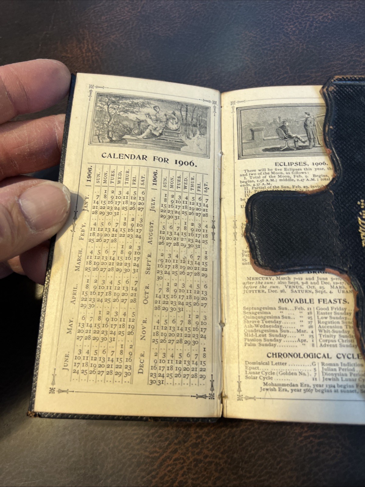 Rare 1906 Excelsior Diary Leather Bound Memo Farmers Almanac Booklet