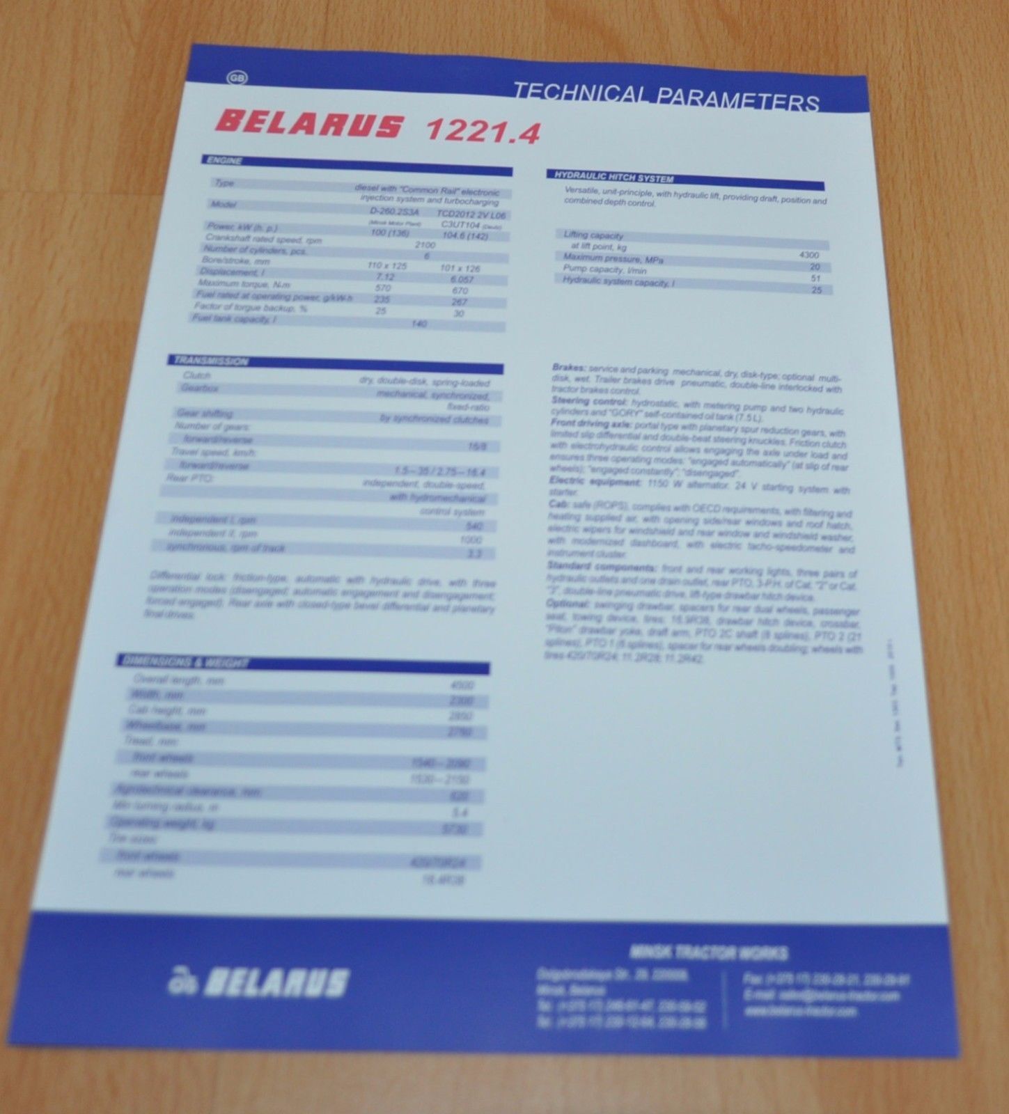Belarus 1221.4 MTZ ENG Tractor Agriculture Brochure Prospekt