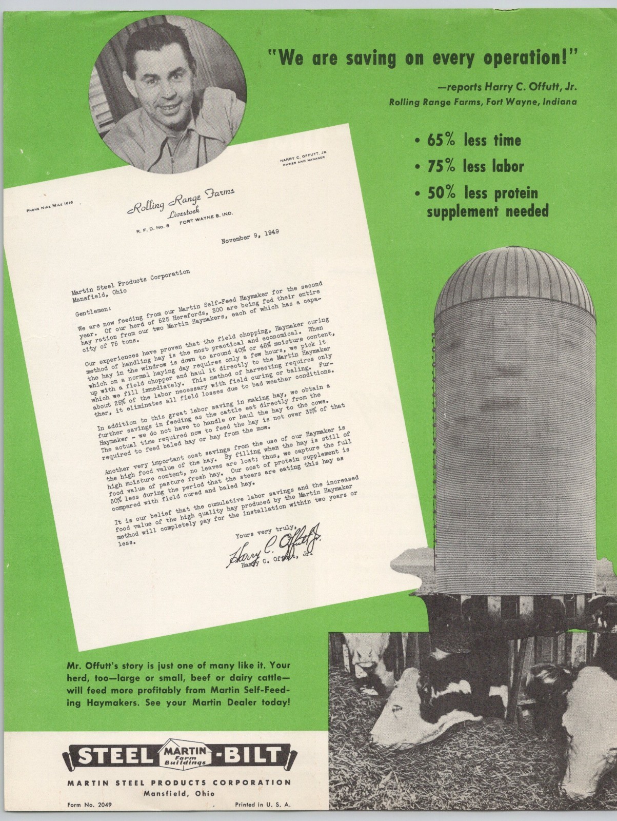 1949 Martin Self Feeding Haymaker Martin Steel Products Mansfield OH Flyer