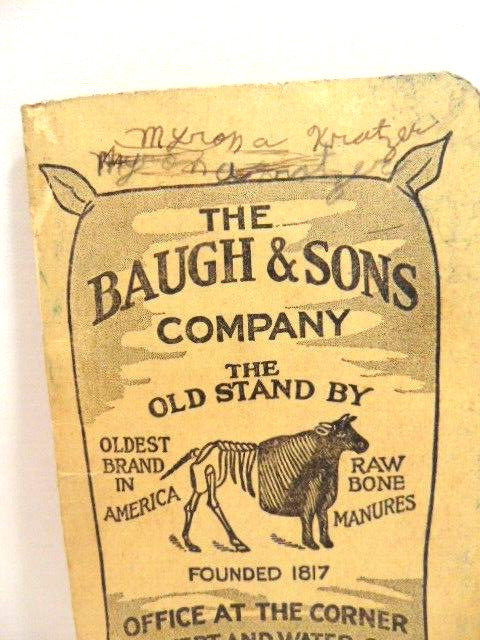 old Baugh & Sons /Arthur Ebright Mt. Pleasant Mills, Pa advertising notebook