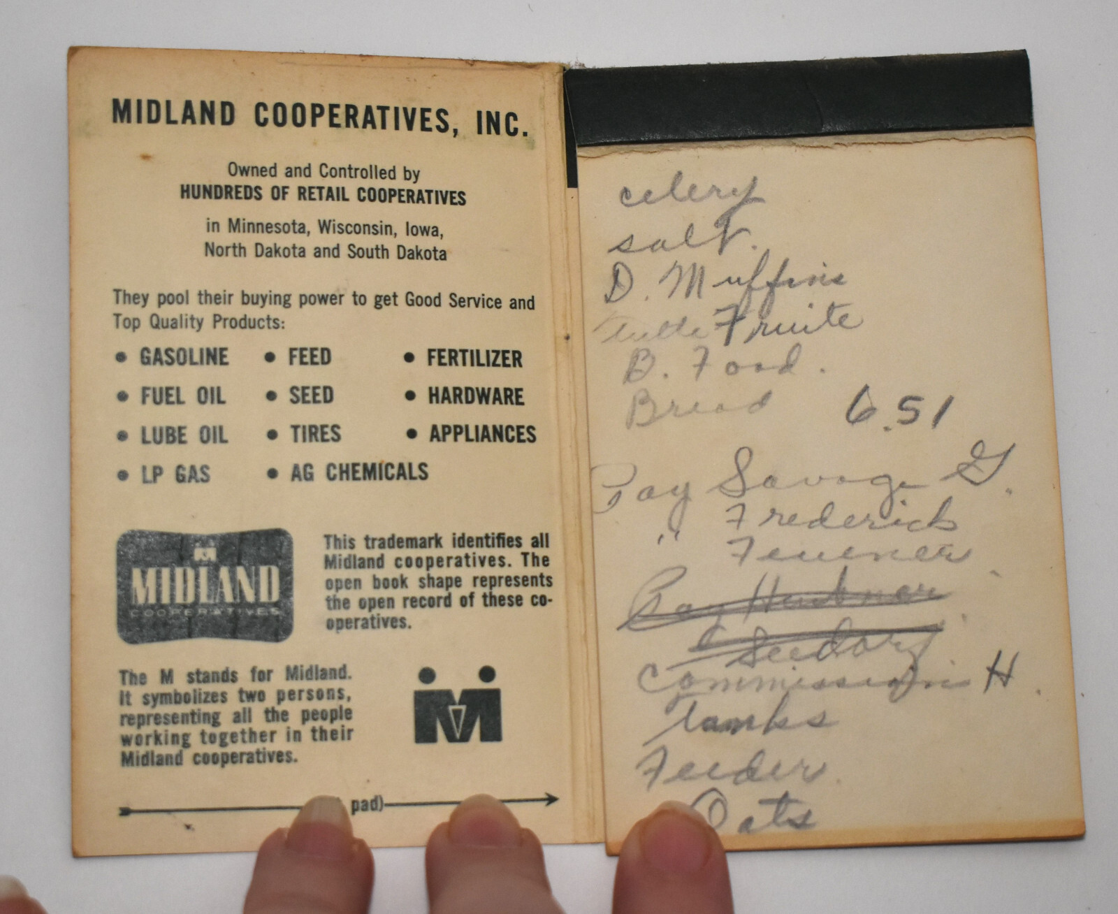 Vintage Midland Cooperative Advertising Pocket Memo Book Notebook