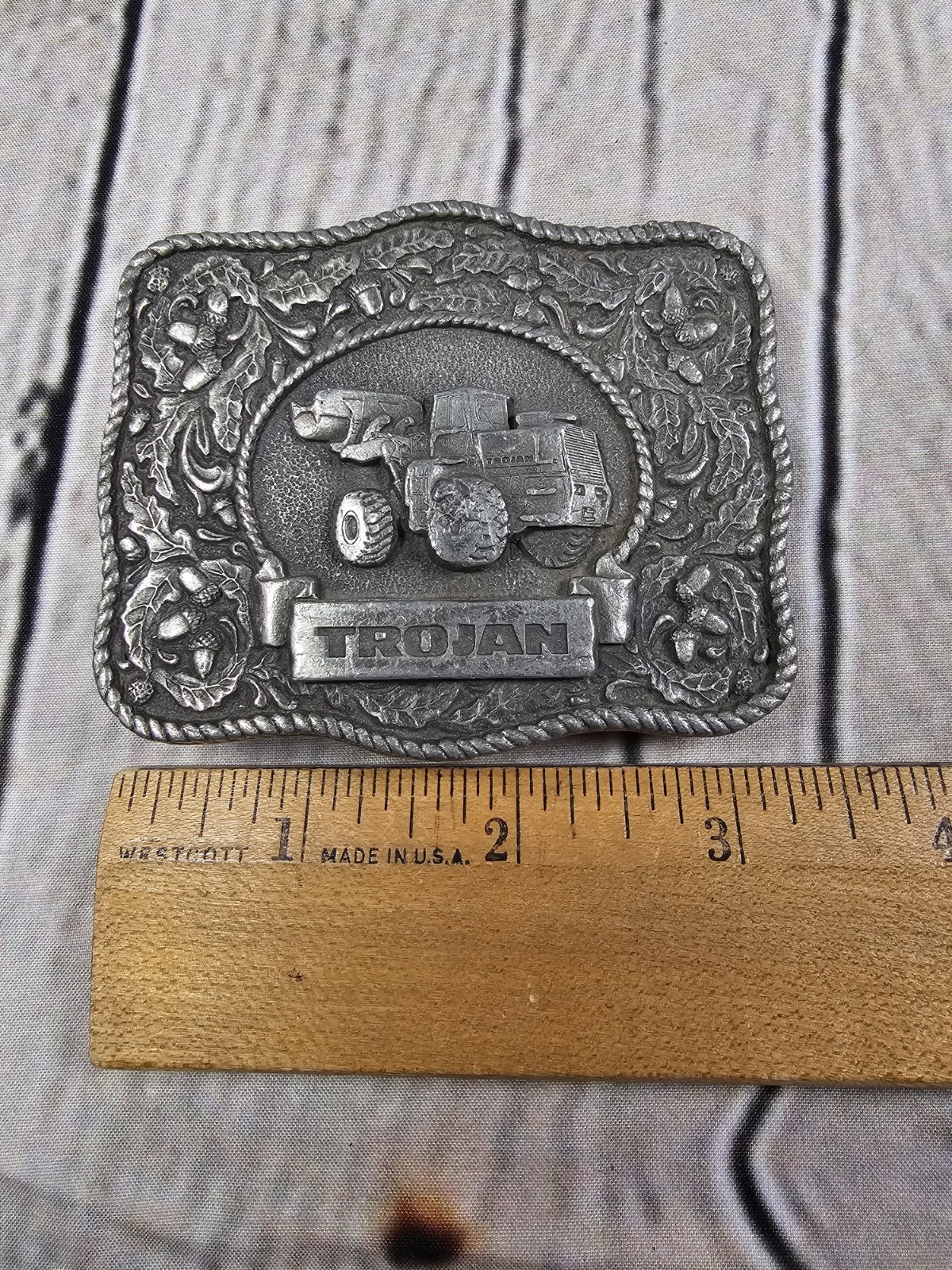 VTG Trojan Model 5500-OL Wheel Loader Belt Buckle Heavy Equipment Pewter Tone