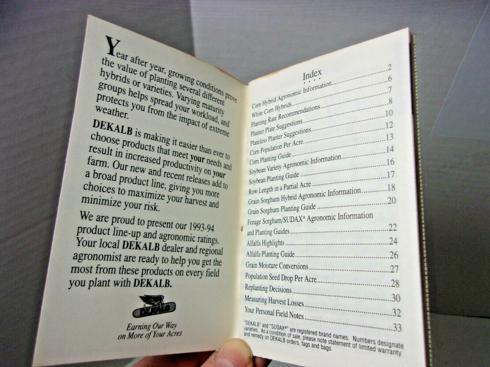 Dekalb Seed Pocket Advertising Agriculture Product Guide 90&rsquo;s Vintage Book Farm