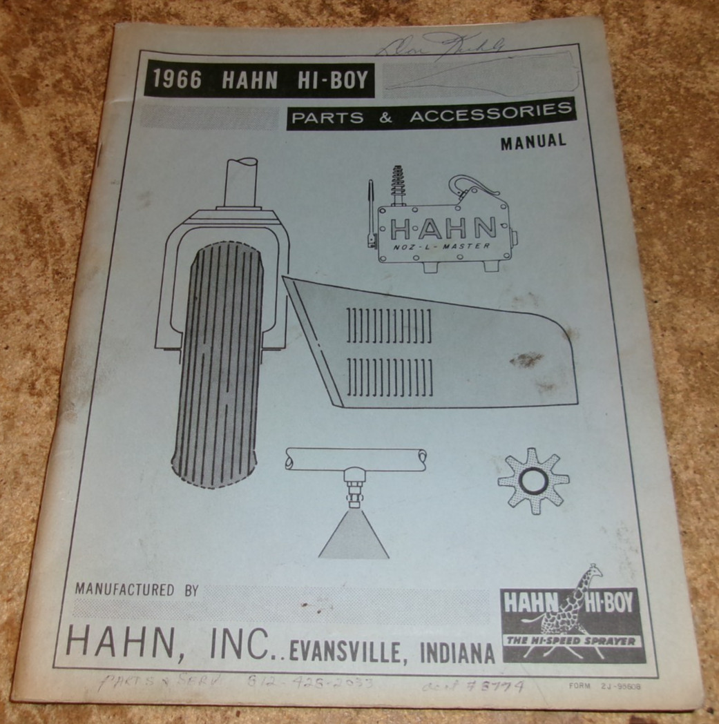 1966 hahn hi-boy sprayer parts manual in very good shape used