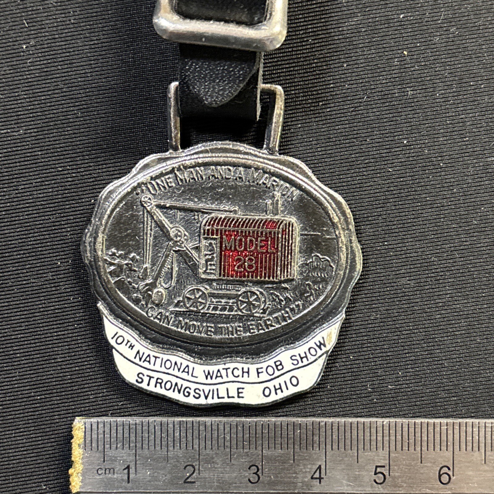Vintage Pocket Watch Fob Marion 28 Dragline Shovel Crane Strongsville Ohio