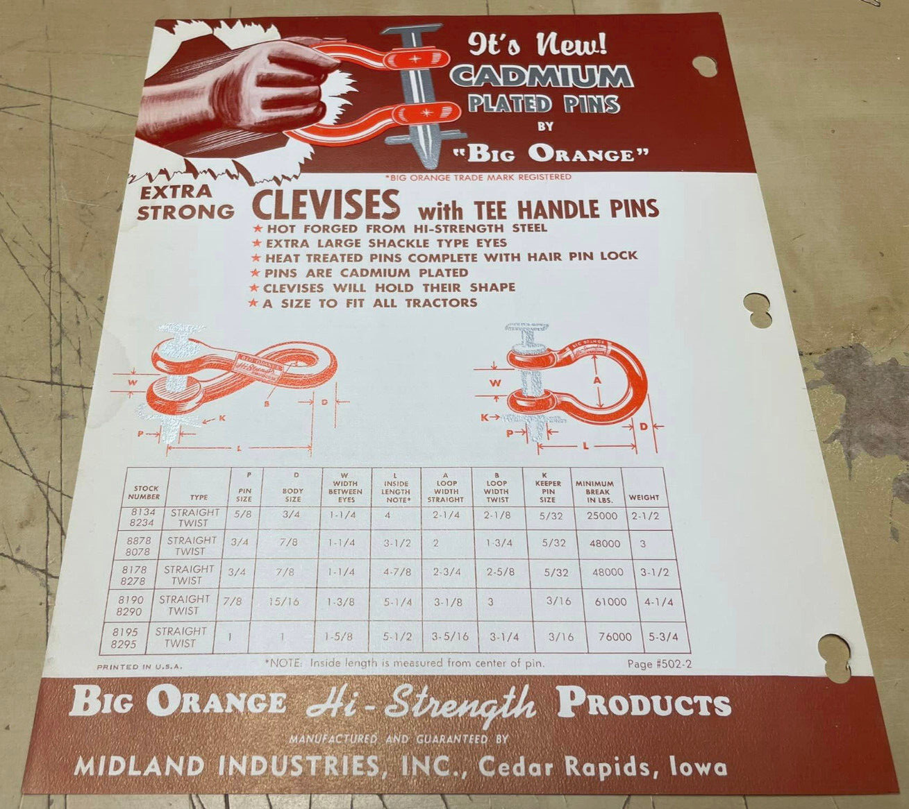 Vtg 1960s Lox All Sta-Pin Big Orange Tractor Clevises One-Page Ads & Price List