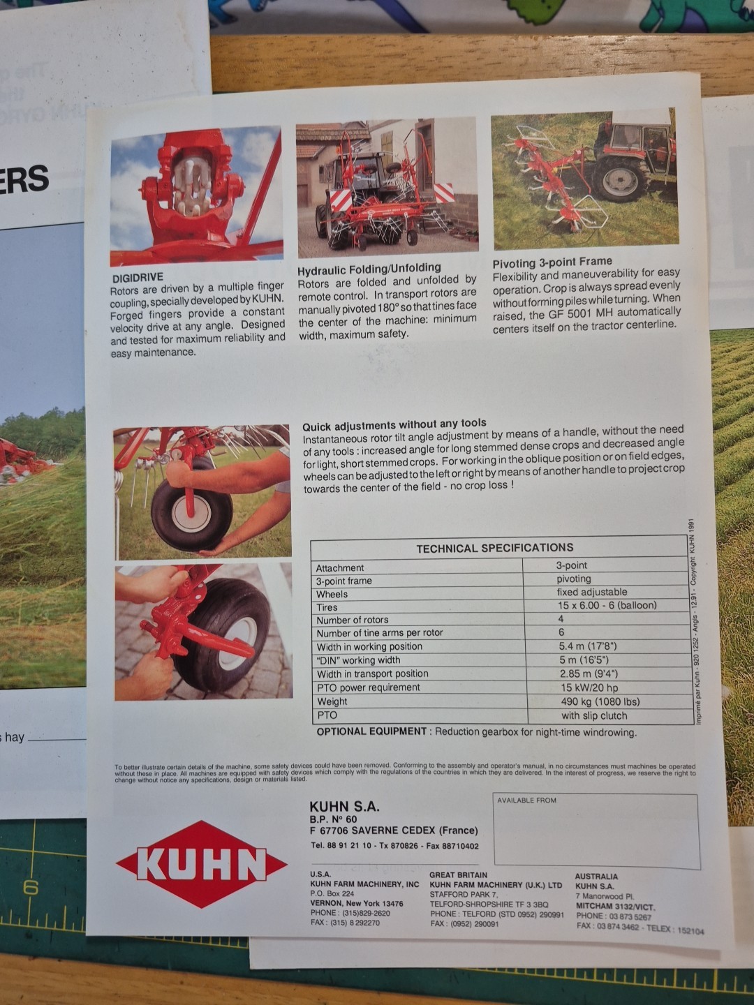4 1990&rsquo;s? KUHN Farm Brochure Lot Gyrotedder & Mower Conditioners